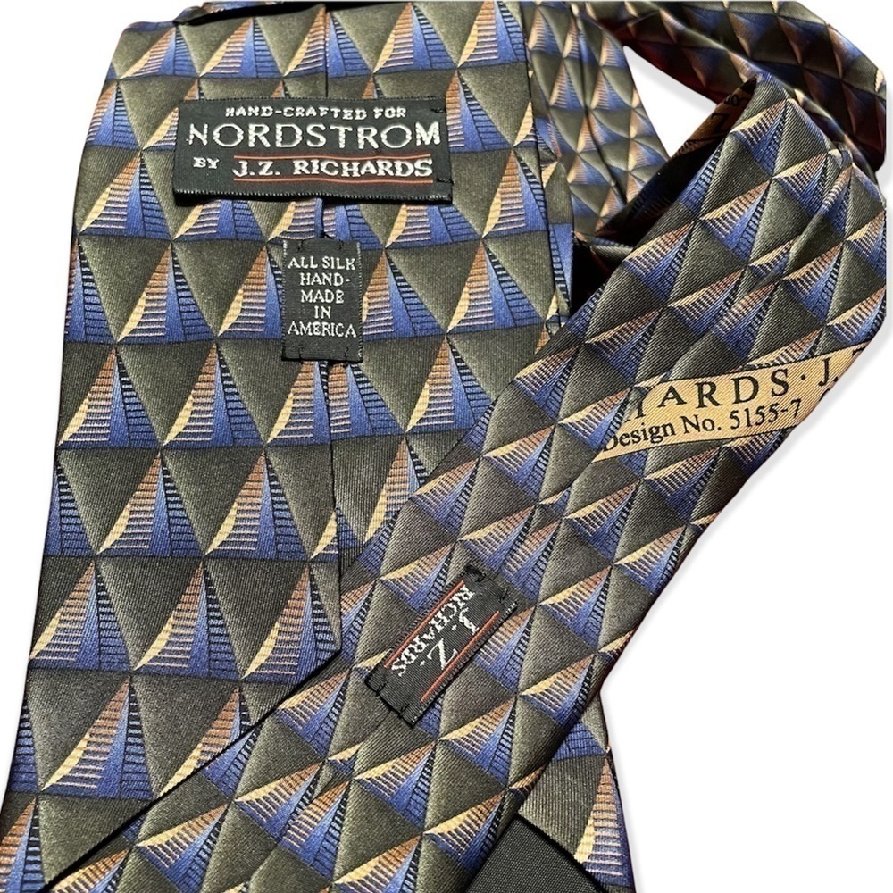 J.Z. Richards Silk Tie Handmade USA Wide 4” Classic Designer Necktie - Picture 2 of 4